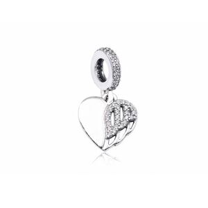Pandora Heart & Angel Dangle Charm says you left my world but never my heart